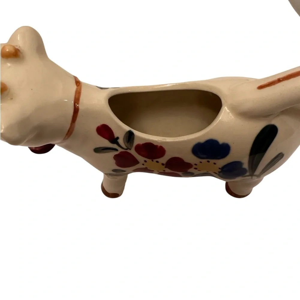 Ceramic Cow Creamer Pitchers Set of 2 Hand Painted Floral Farmhouse Home Decor - Picture 7 of 12